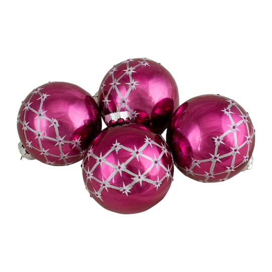 Northlight Pink Glass Ball 4-pc. Christmas Ornament, One Size, Pink
